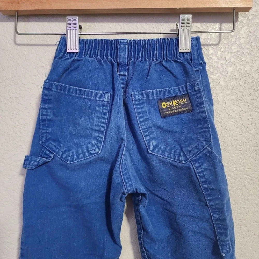 OSHKOSH VINTAGE USA Carpenter Workwear Pants Blue‎ Talon Zip Toddler 4S